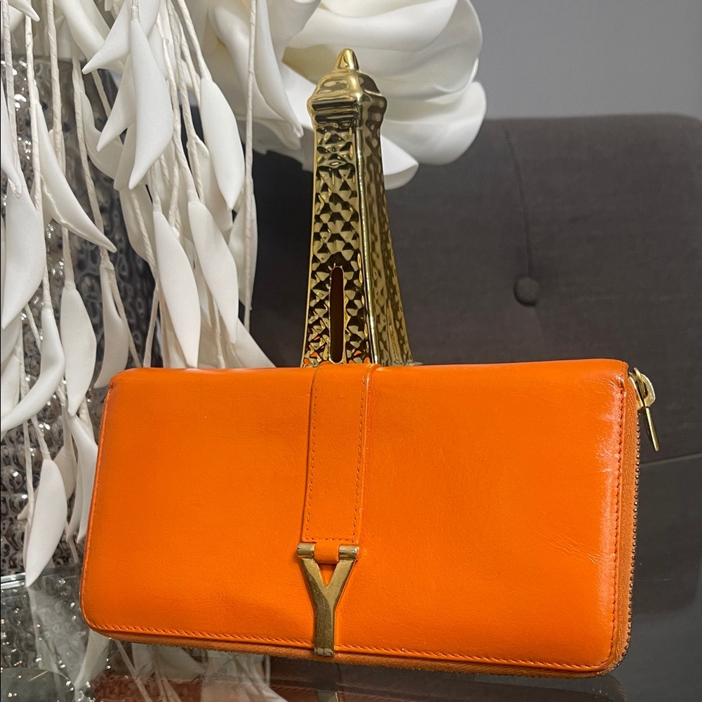 Saint Laurent Orange Leather Wallet